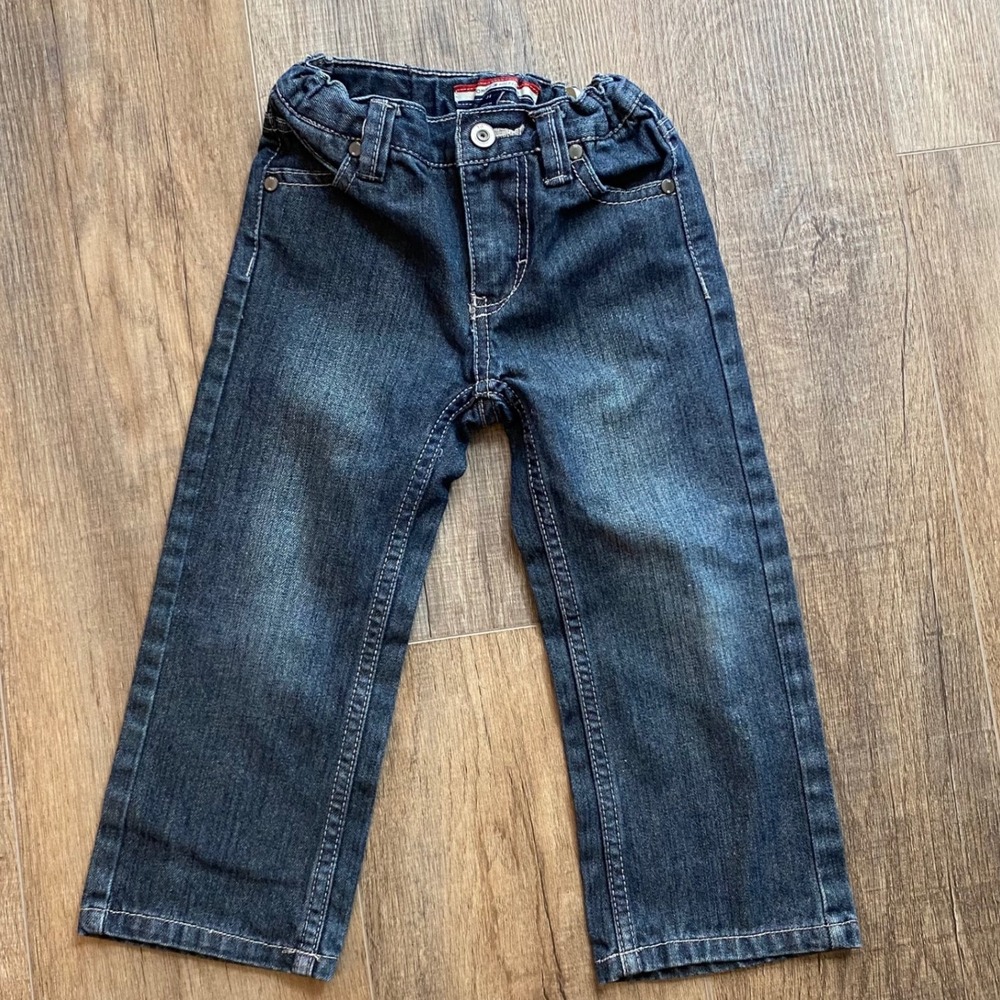 Tommy Hilfiger Kids 3T Dark Wash Straight Leg Jeans Adjustable Waist Blue